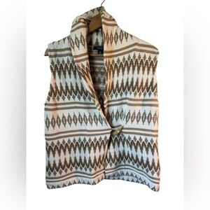 Chaps Womens Southwestern Knit Sweater Vest Size L Western Boho Aztec Fair Isle